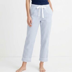 J. Crew Blue White Striped Cotton Pajama Pants Lounge Sleepwear - Large